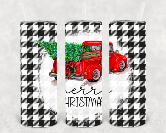 Merry Christmas Truck 20 Oz Skinny Tumbler