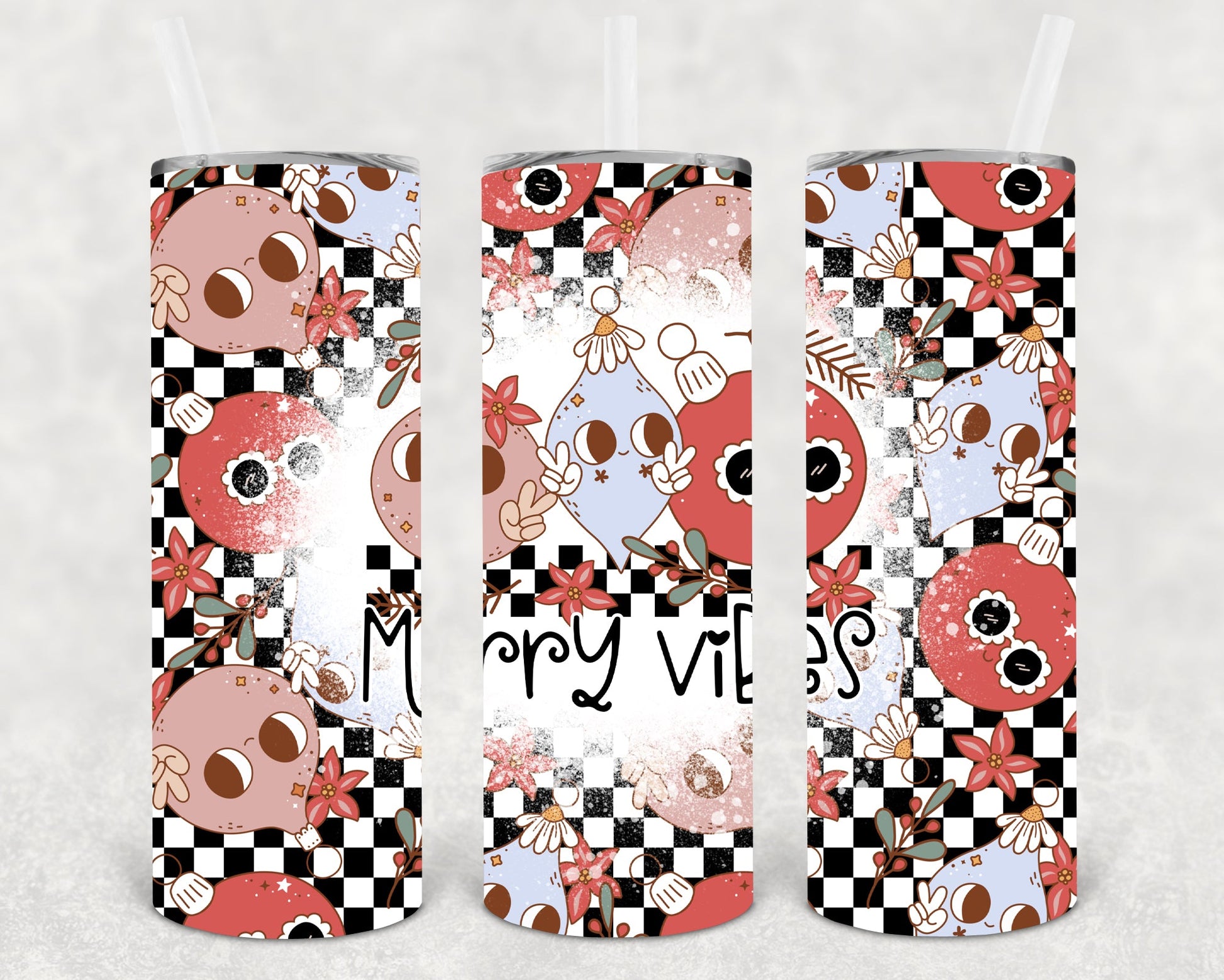 Merry Vibes 20 Oz Skinny Tumbler