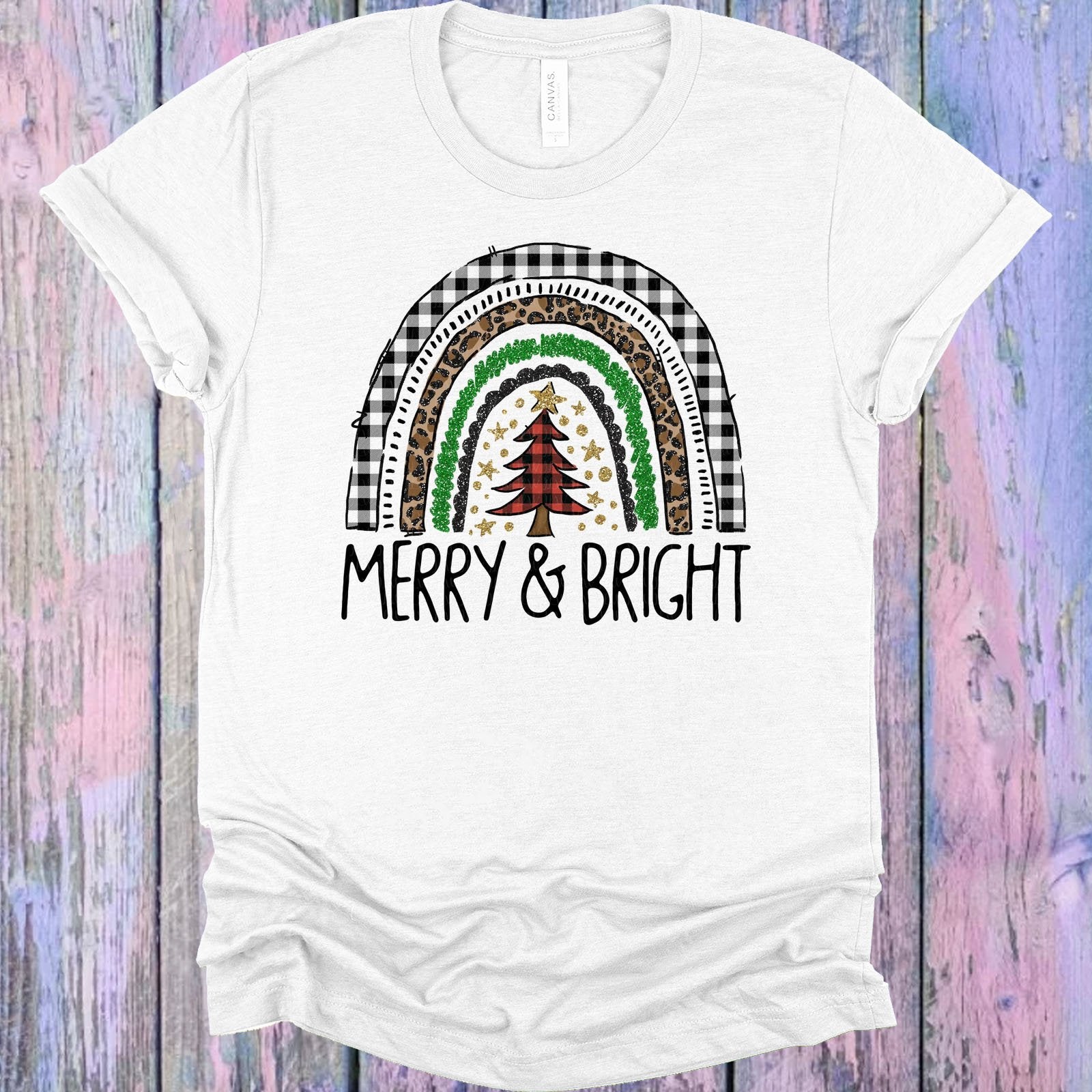 Merry And Bright Rainbow Graphic Tee Graphic Tee
