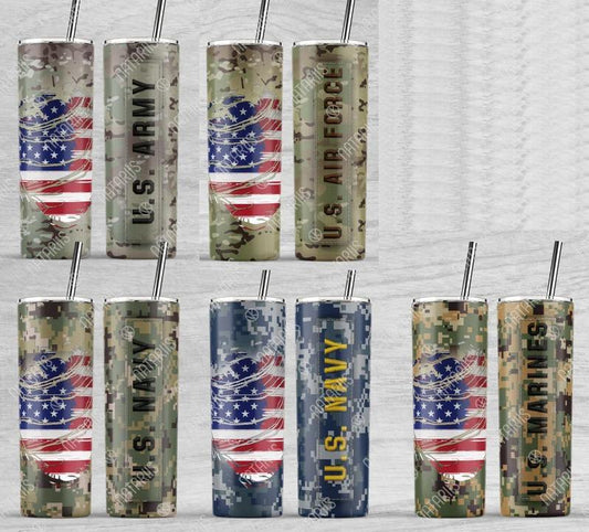 Navy (Green) 20 Oz Skinny Tumbler