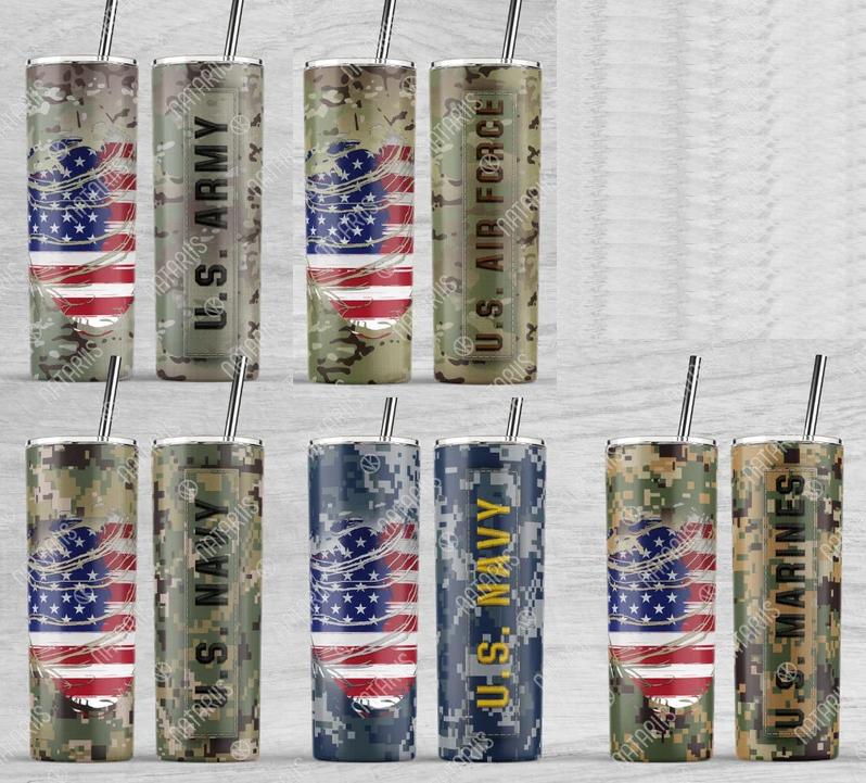 Army 20 Oz Skinny Tumbler