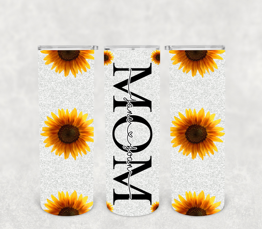 Personalize Sunflower 20 Oz Skinny Tumbler
