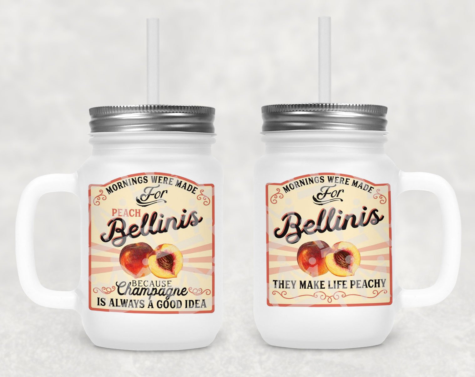 Mornings Were Made For Bellinis Frosted Mason Jar