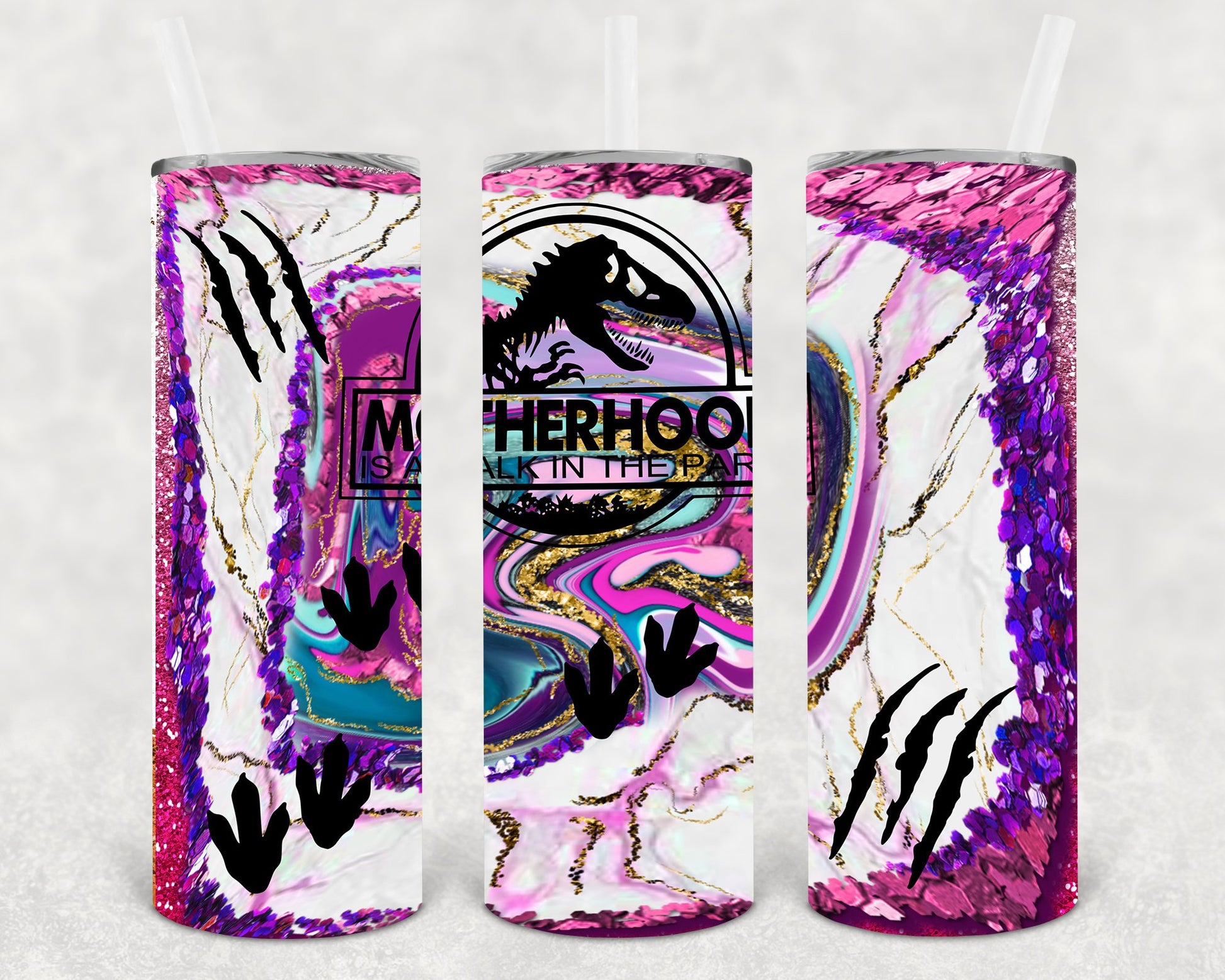 Motherhood Is A Walk In The Park 20 Oz Skinny Tumbler