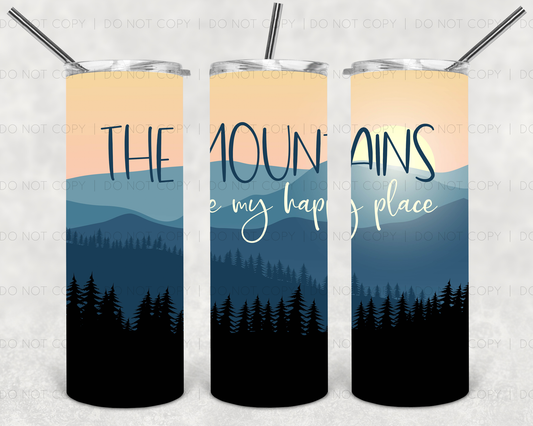 The Mountains Are My Happy Place 20 Oz Skinny Tumbler