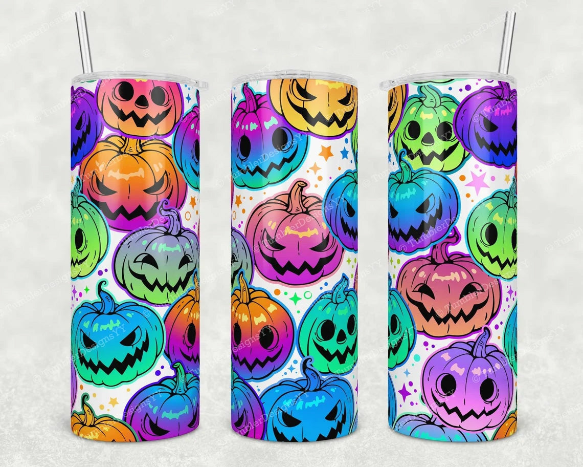 Neon Pumpkins 20 Oz Skinny Tumbler
