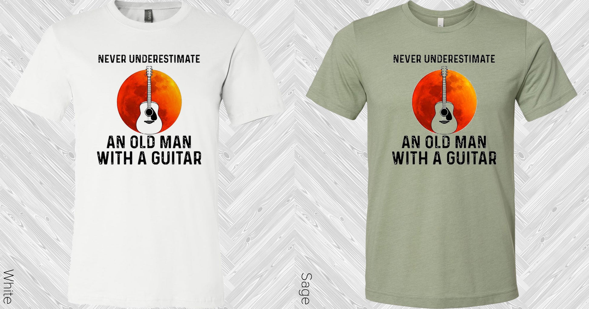Never Underestimate An Old Man With A Guitar Graphic Tee Graphic Tee