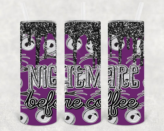 Nightmare Before Coffee 20 Oz Skinny Tumbler