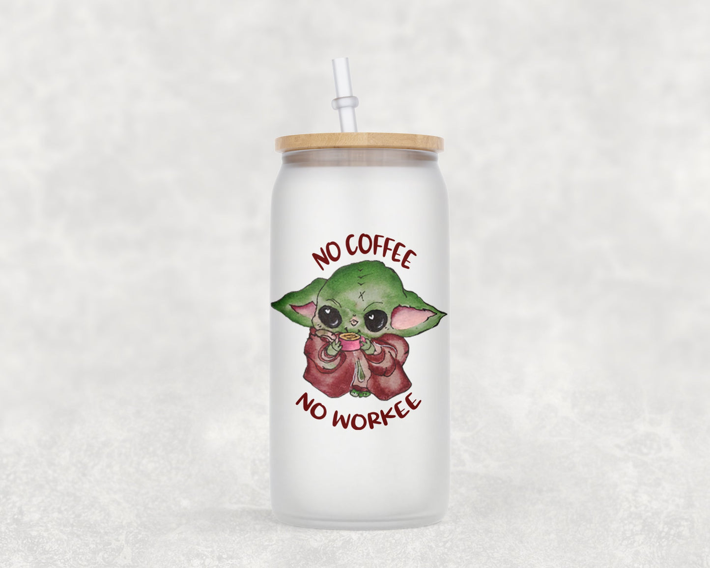 No Coffee Workee 16 Oz Glass Can Mug
