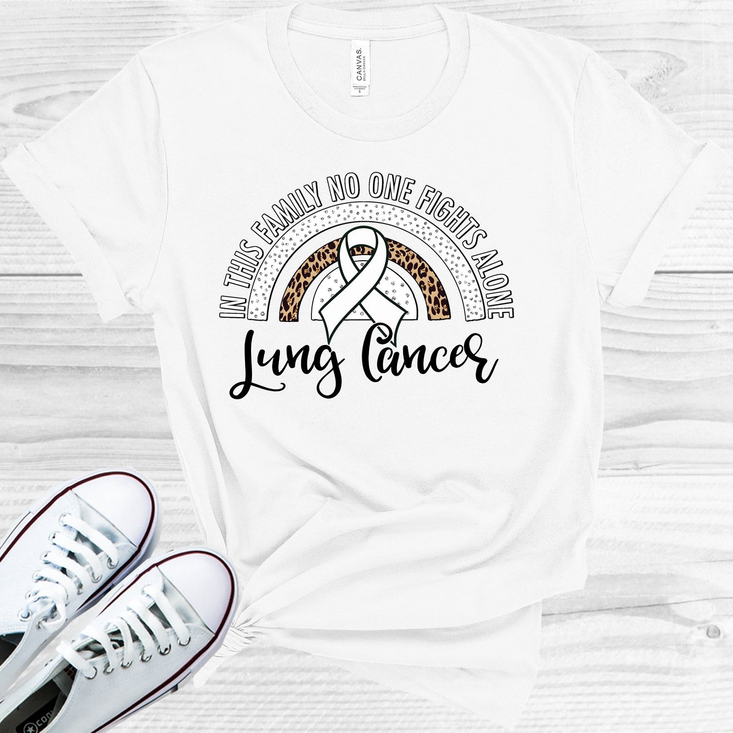 In This Family No One Fights Alone Lung Cancer Graphic Tee Graphic Tee