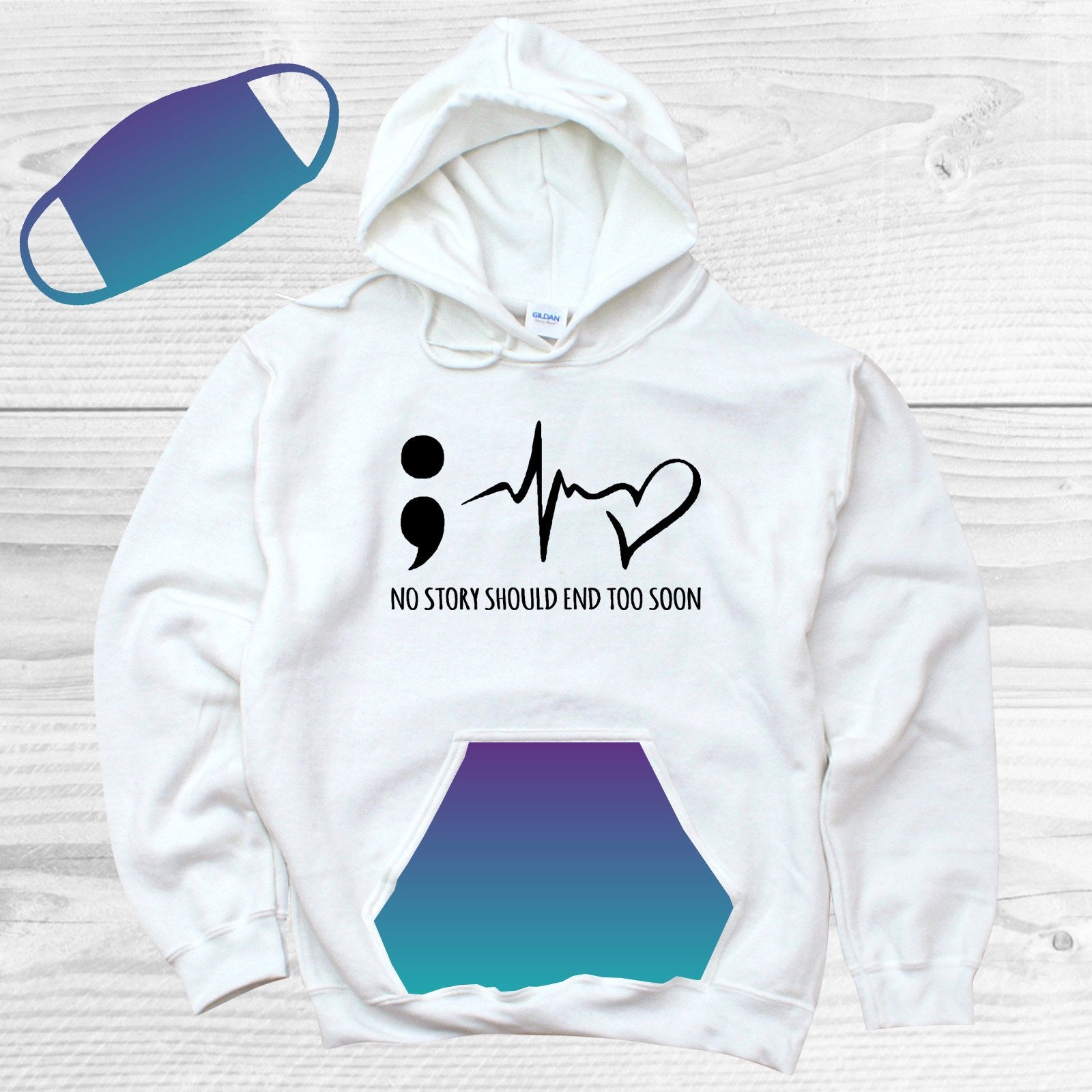 Teal And Purple Face Covering Graphic Tee