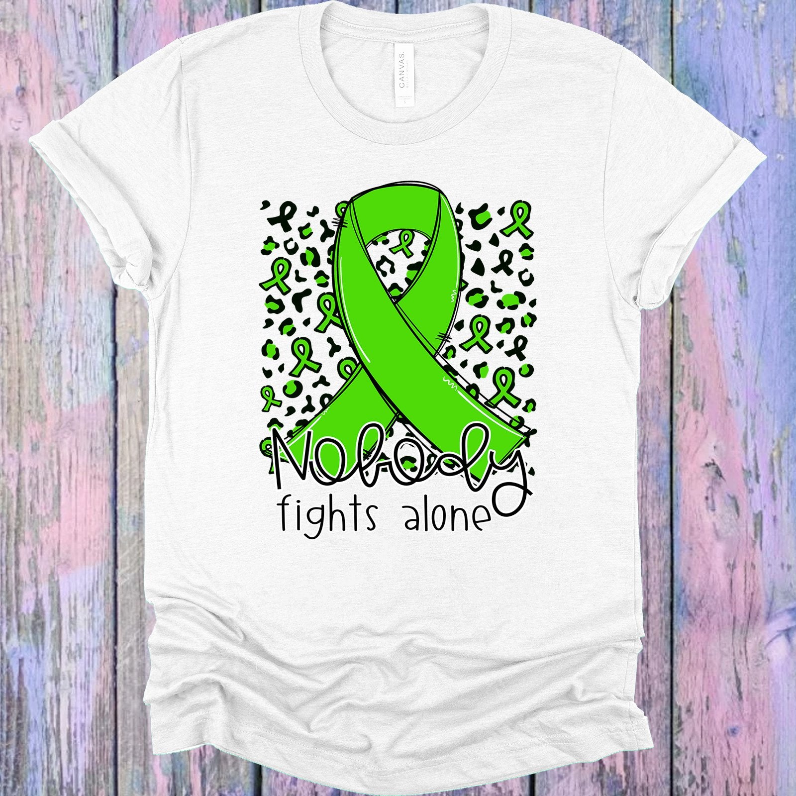 Nobody Fights Alone Light Green Ribbon Graphic Tee Graphic Tee