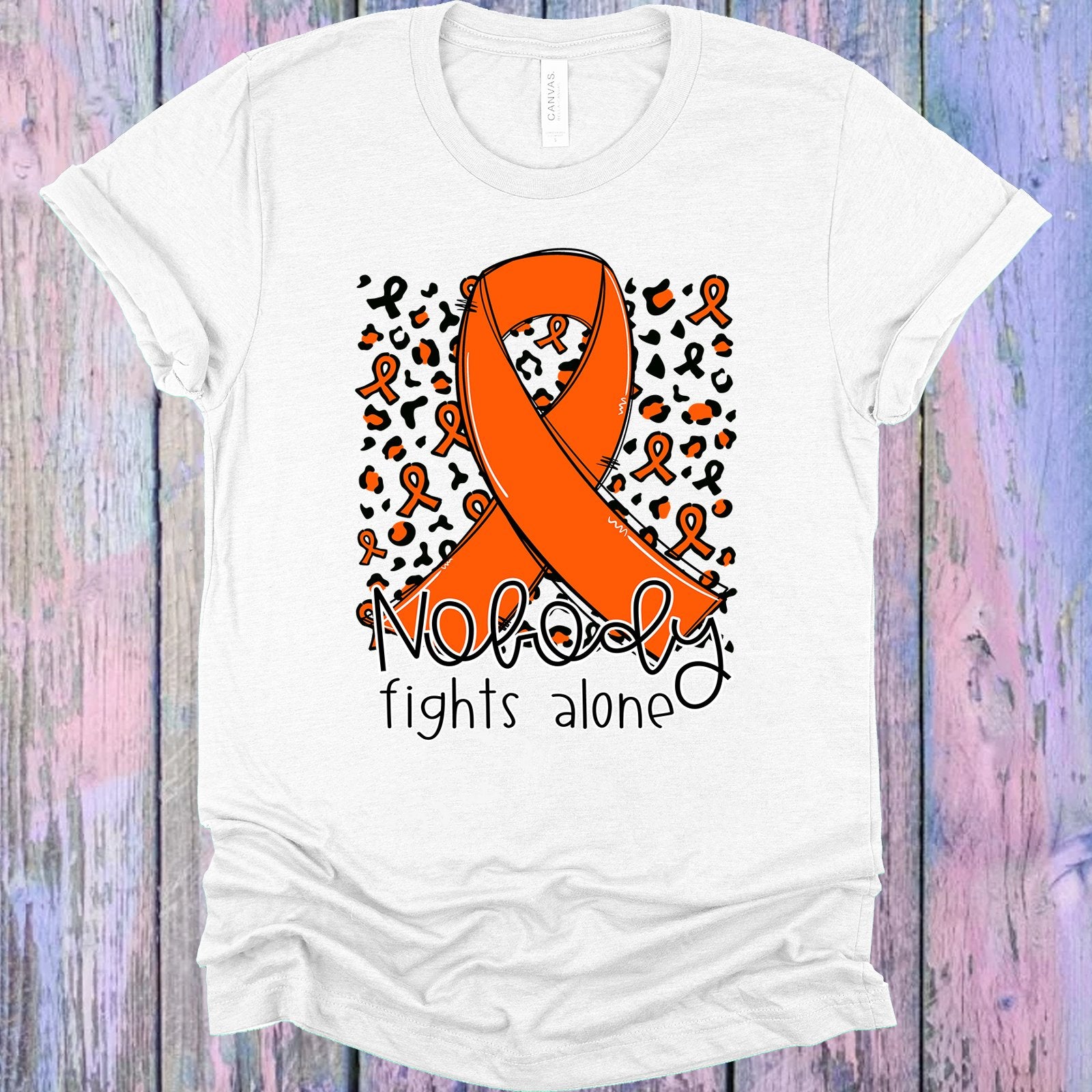 Nobody Fights Alone Orange Ribbon Graphic Tee Graphic Tee