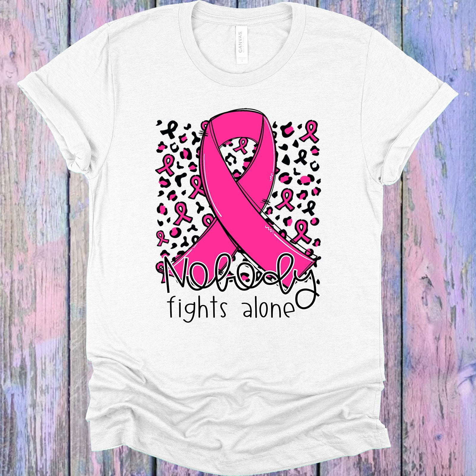 Nobody Fights Alone Pink Ribbon Graphic Tee Graphic Tee