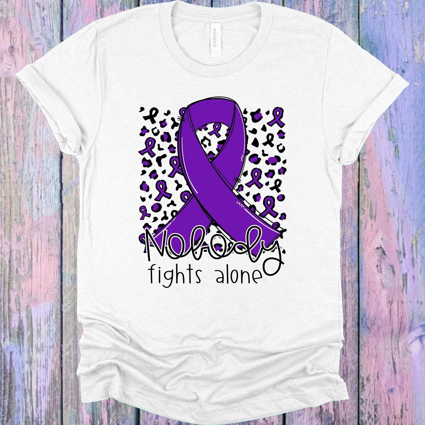 Nobody Fights Alone Purple Ribbon Graphic Tee Graphic Tee