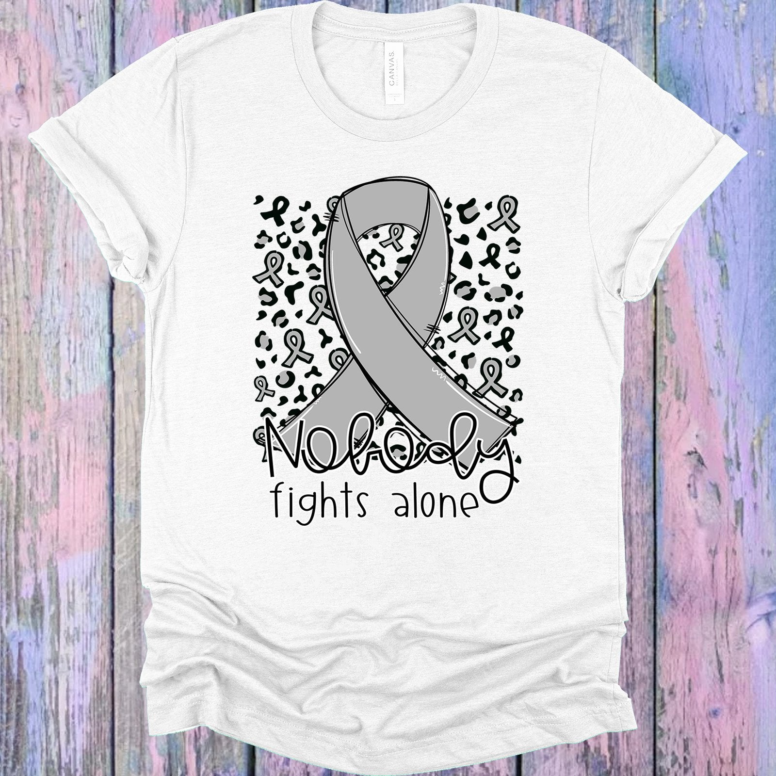 Nobody Fights Alone Grey Ribbon Graphic Tee Graphic Tee