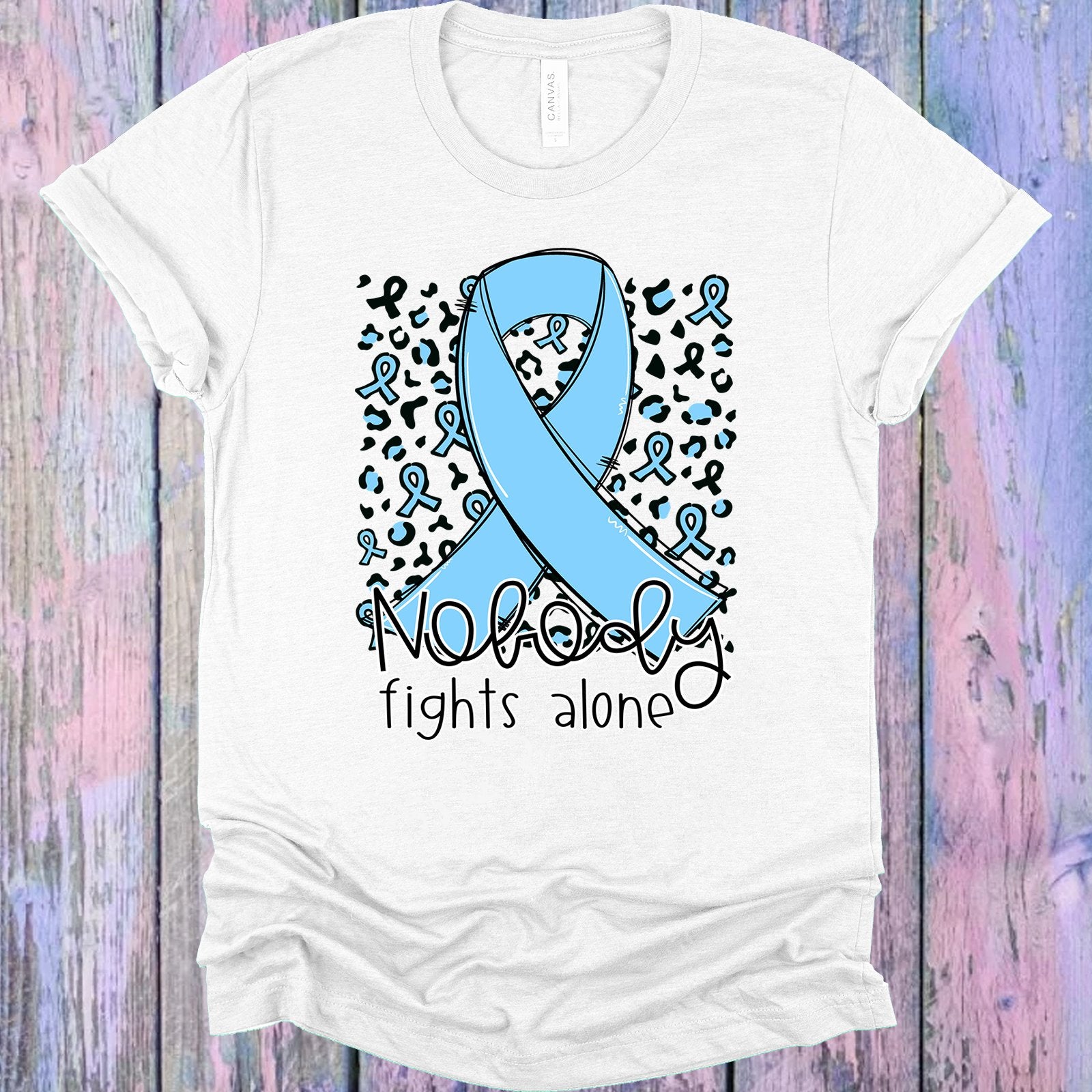 Nobody Fights Alone Light Blue Ribbon Graphic Tee Graphic Tee