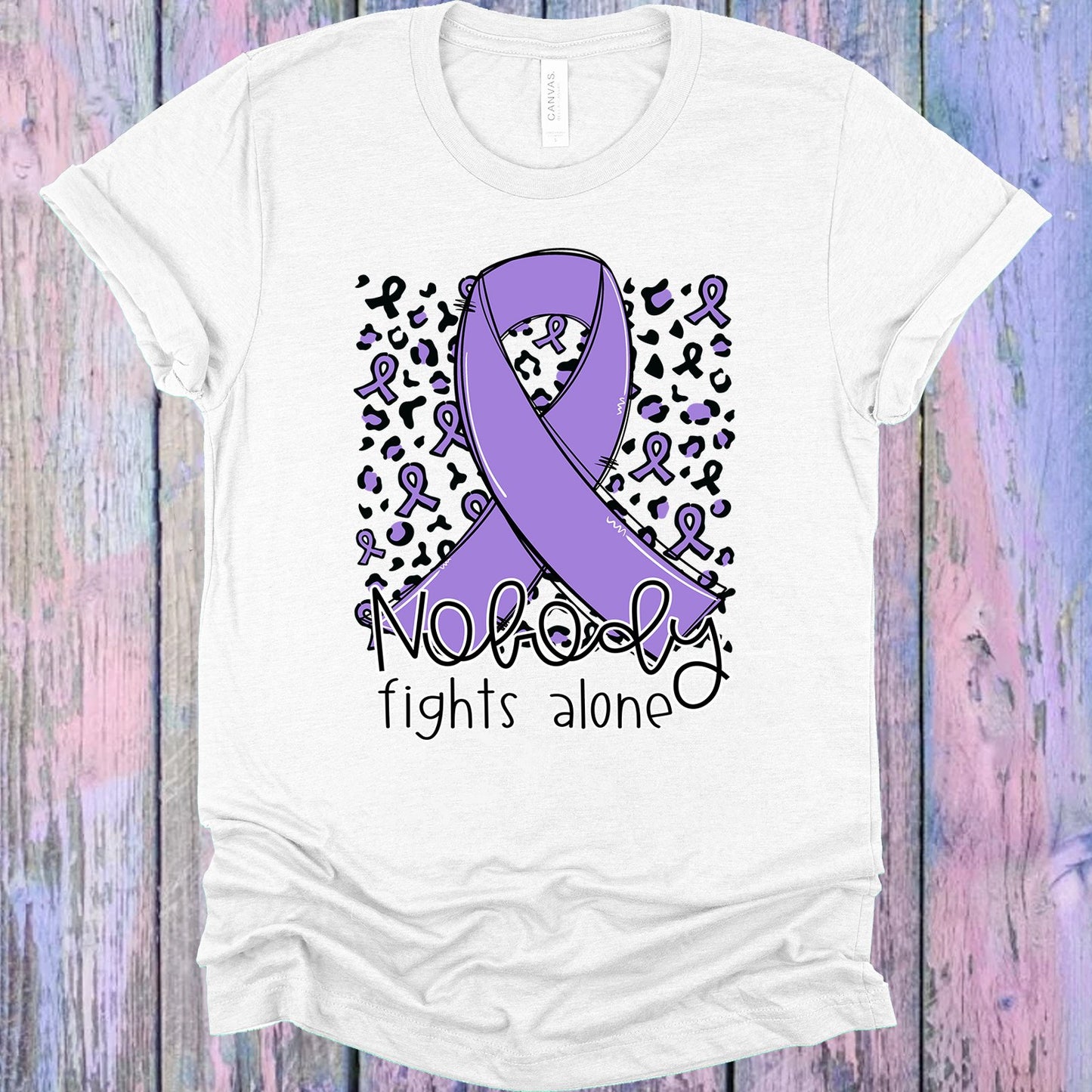 Nobody Fights Alone Light Purple Ribbon Graphic Tee Graphic Tee