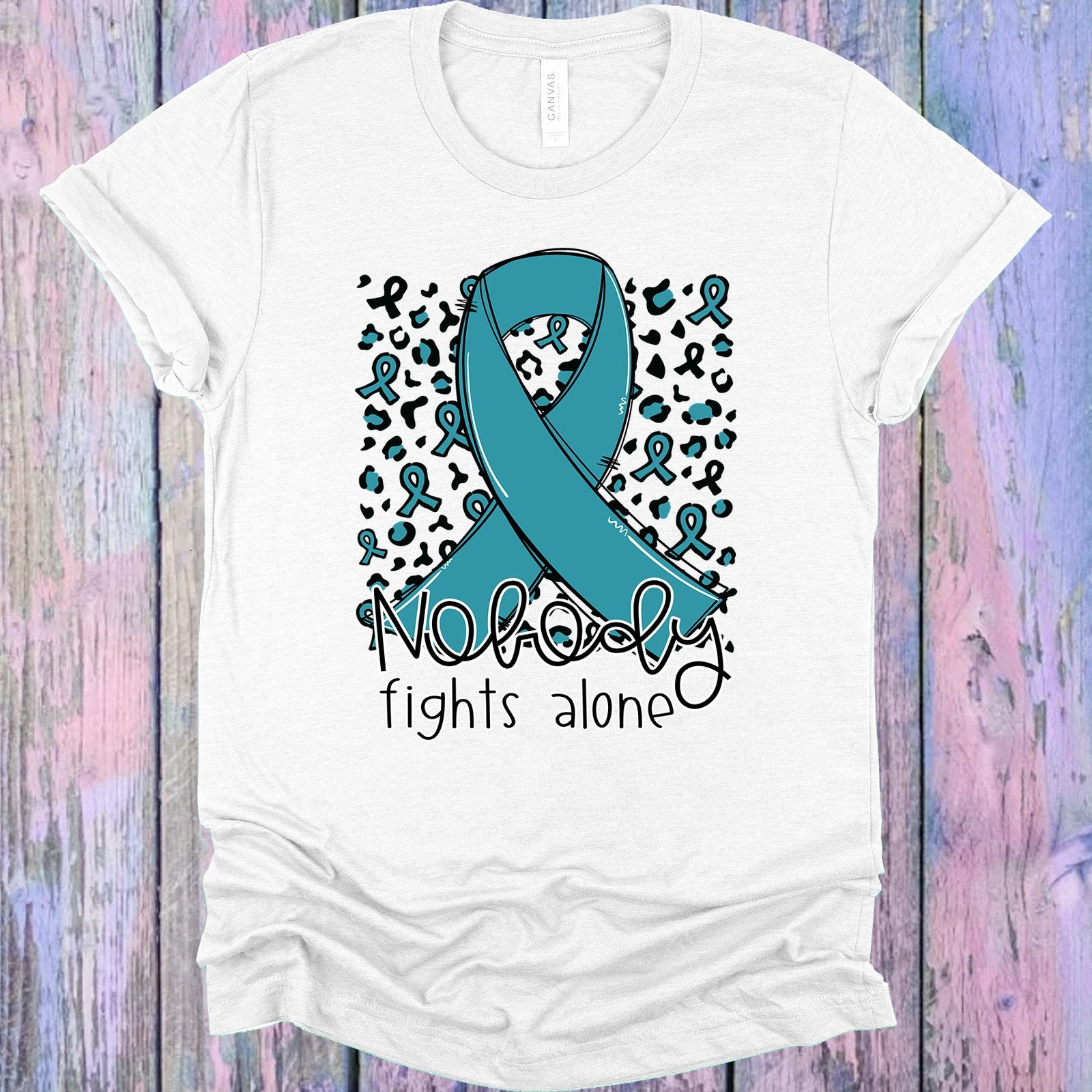 Nobody Fights Alone Teal Ribbon Graphic Tee Graphic Tee