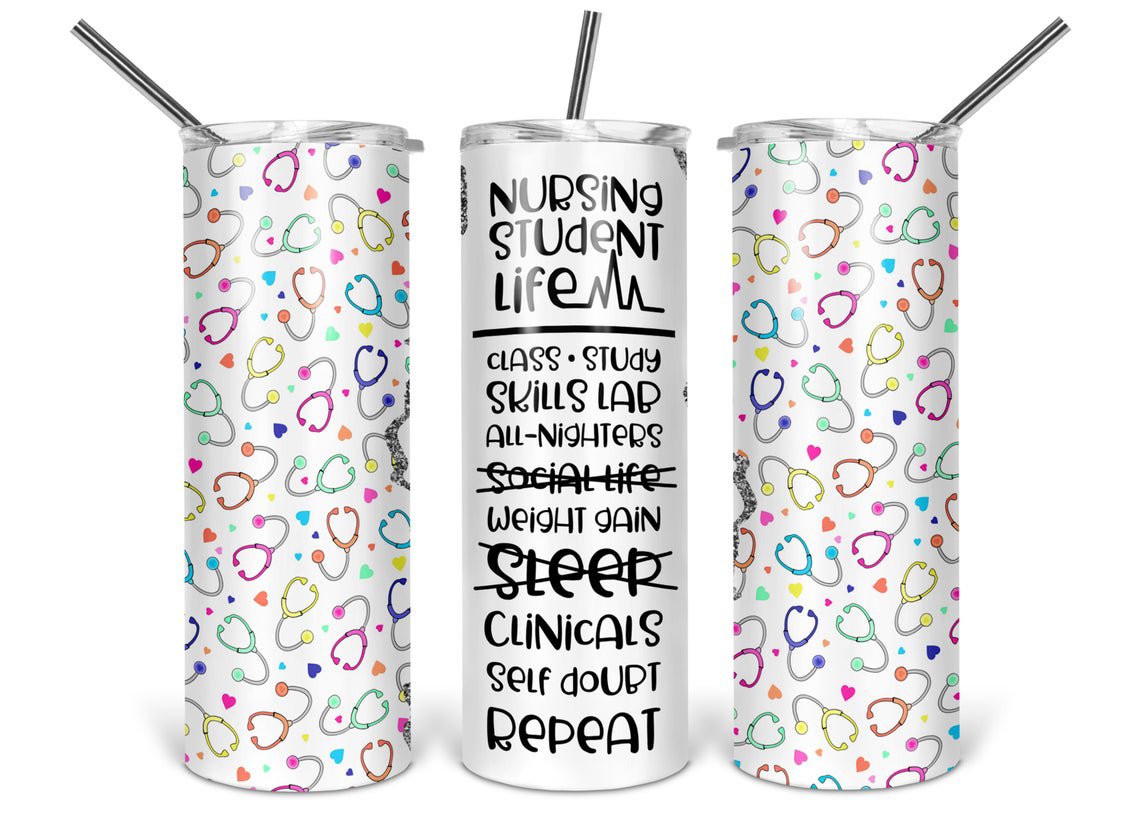 Nursing Student Life 20 Oz Skinny Tumbler