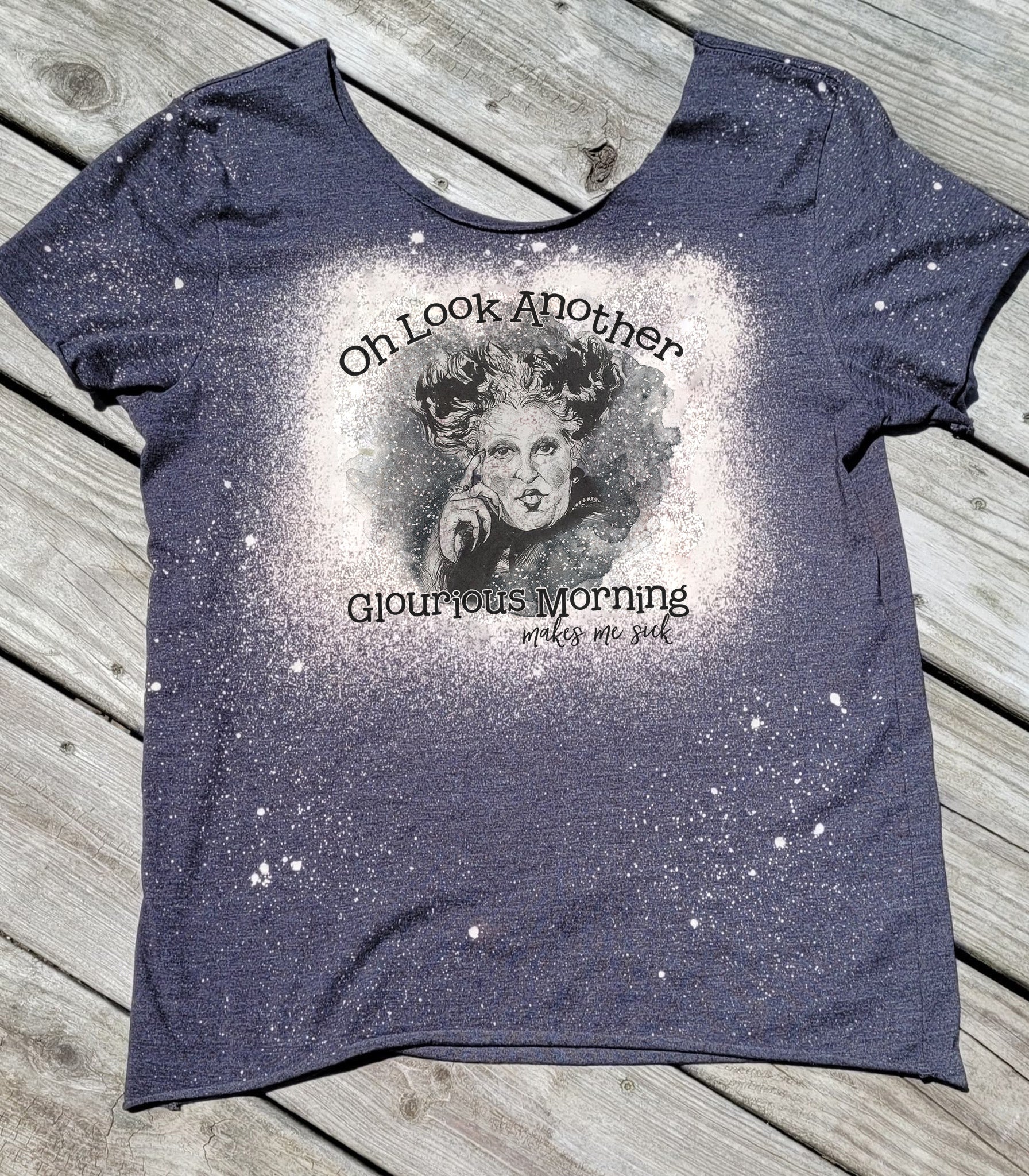 Oh Look Another Glorious Morning Bleached Off-Shoulder Graphic Tee Graphic Tee