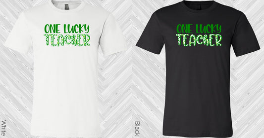 One Lucky Teacher Shamrock St. Patricks Day Graphic Tee Graphic Tee