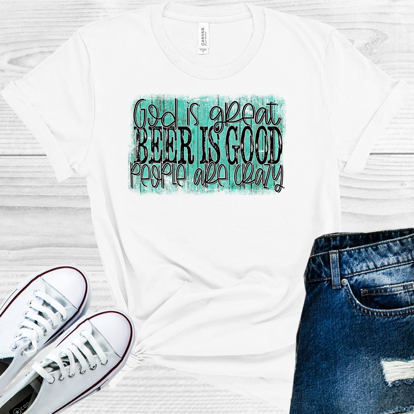 God Is Great Beer Good People Are Crazy Graphic Tee Graphic Tee