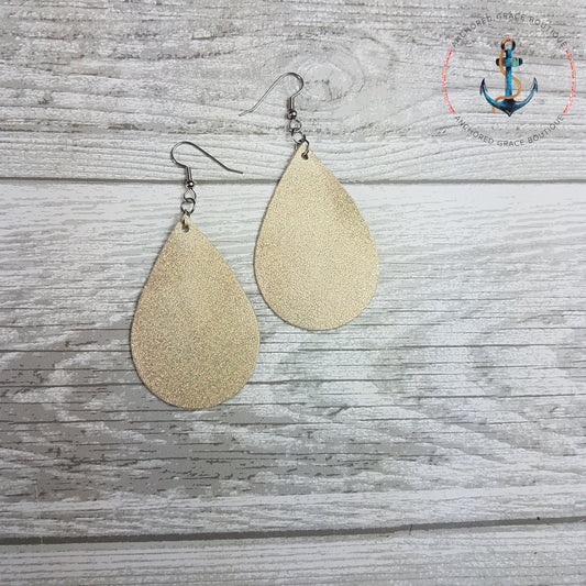 Gold Halo Sparkle Leather Drop Earrings