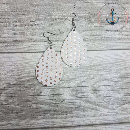 Rose Gold Dots Leather Drop Earrings