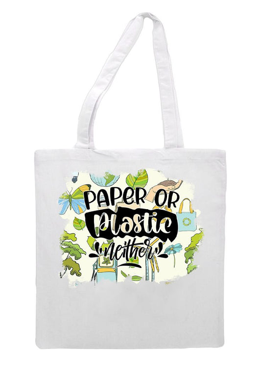 Paper Or Plastic Neither Grocery Tote Bag