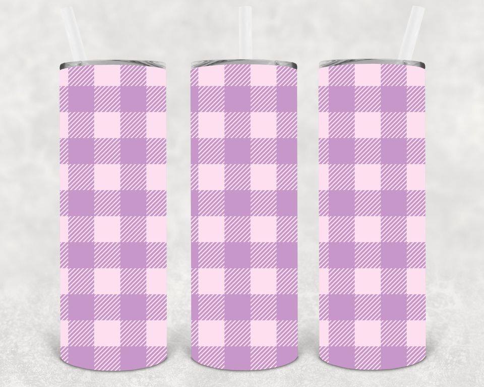 Pastel Purple Plaid 20 Oz Skinny Tumbler