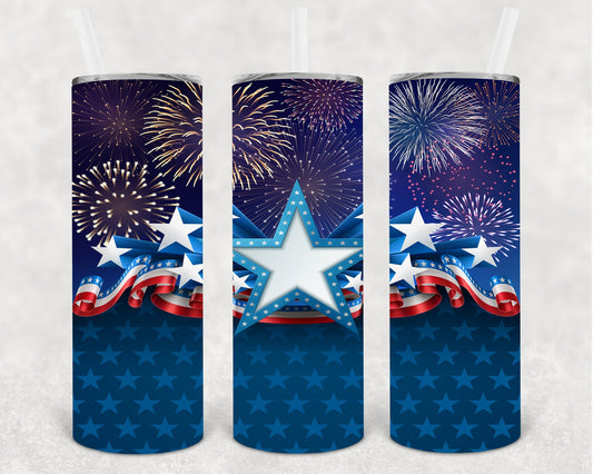 Patriotic Fireworks 20 Oz Skinny Tumbler
