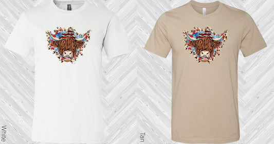 Patriotic Highland Cow Graphic Tee Graphic Tee