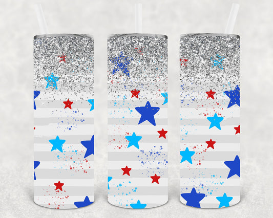 Patriotic Stars 20 Oz Skinny Tumbler