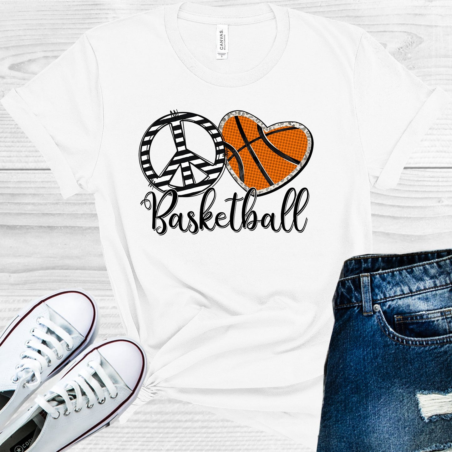 Peace Love Basketball Graphic Tee Graphic Tee