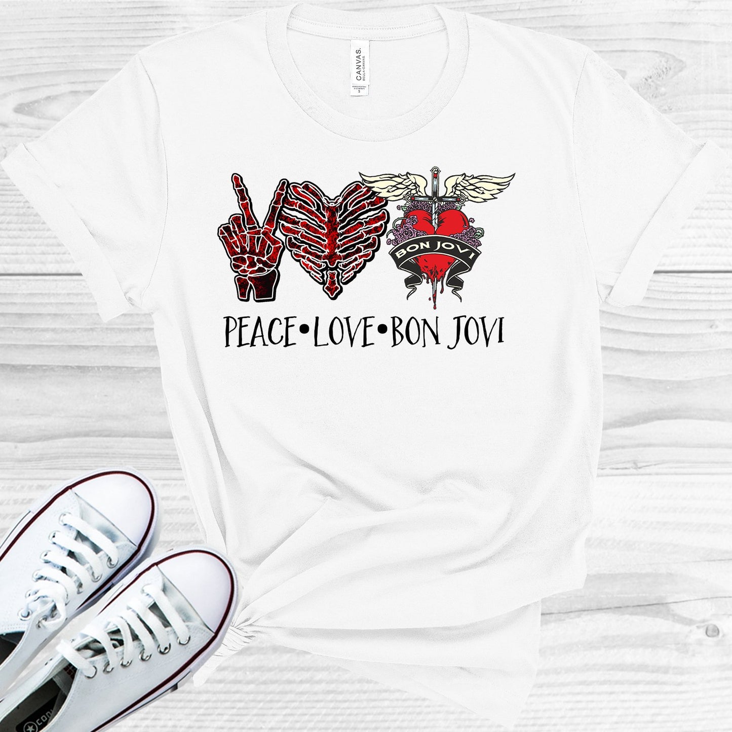 Peace Love Bon Jovi Graphic Tee Graphic Tee