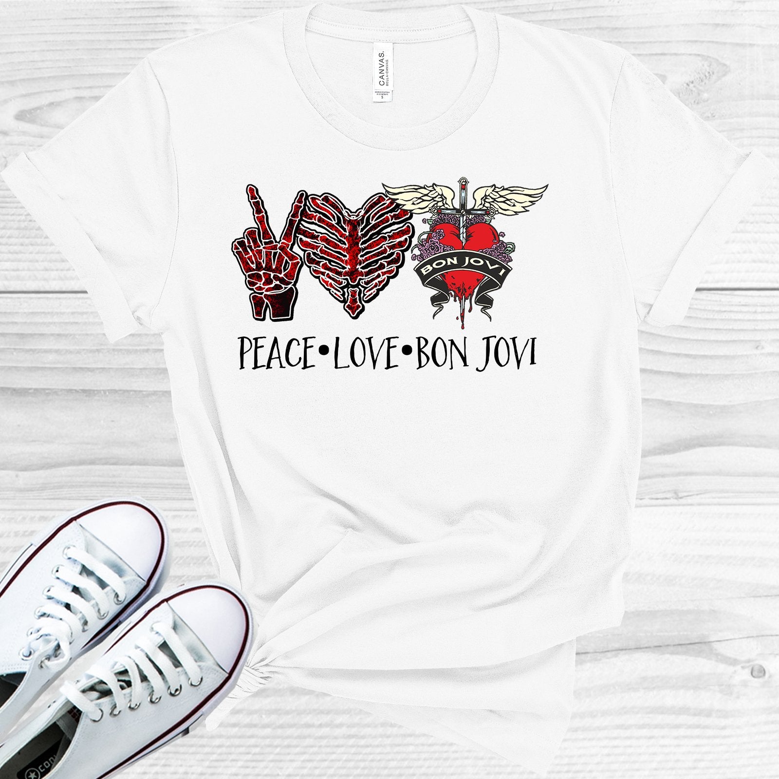 Peace Love Bon Jovi Graphic Tee Graphic Tee