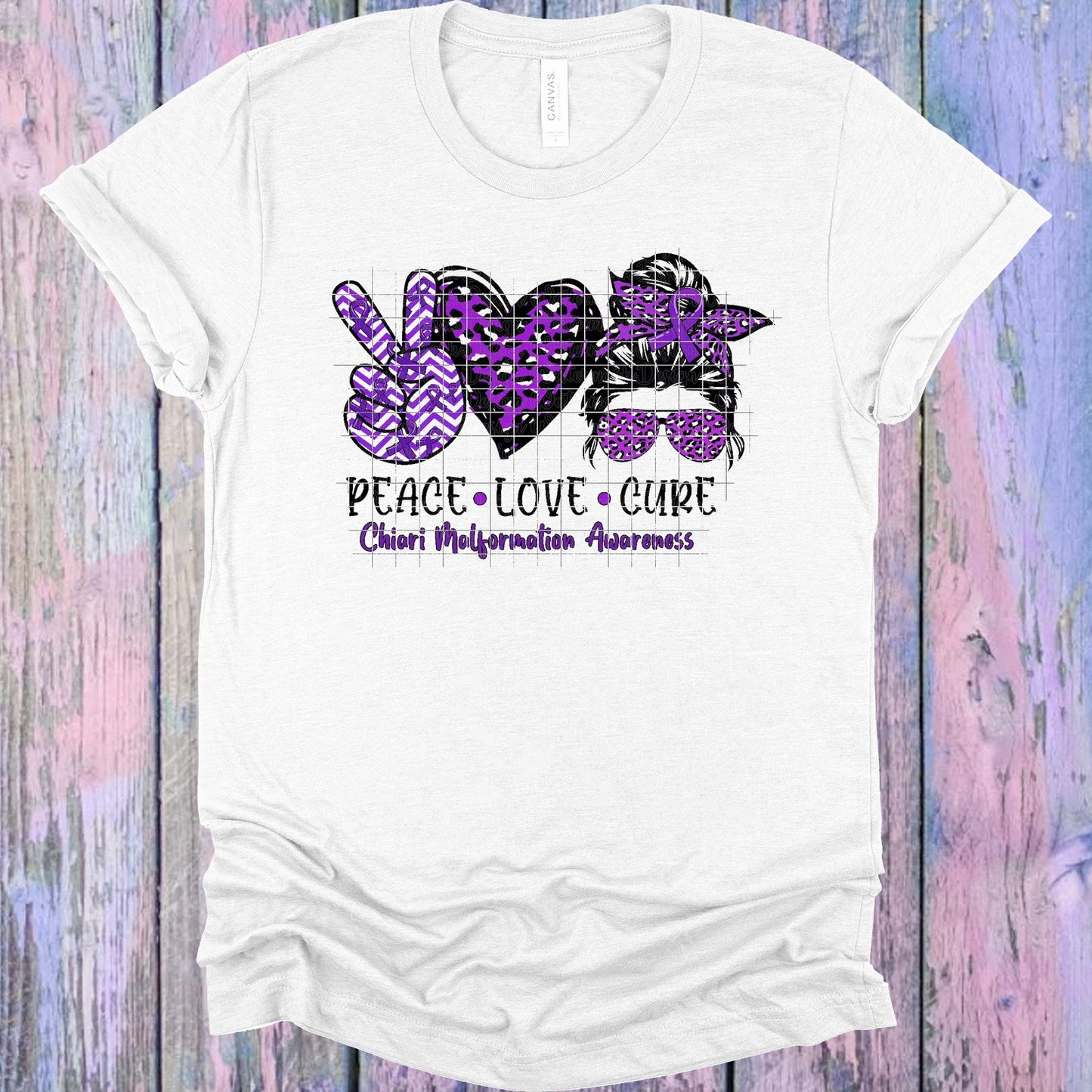 Peace Love Cure Chiari Malformation Awareness Graphic Tee Graphic Tee