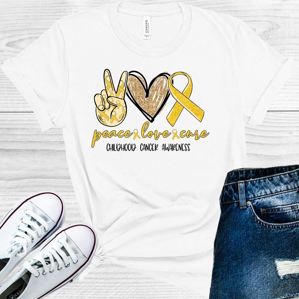 Peace Love Cure Childhood Cancer Awareness Graphic Tee Graphic Tee