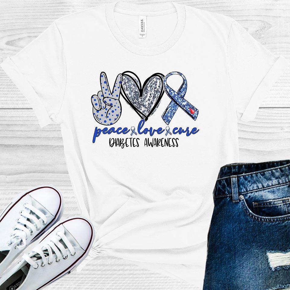 Peace Love Cure Diabetes Awareness Graphic Tee Graphic Tee