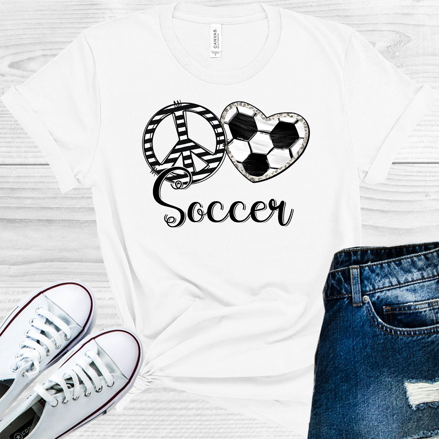 Peace Love Soccer Graphic Tee Graphic Tee