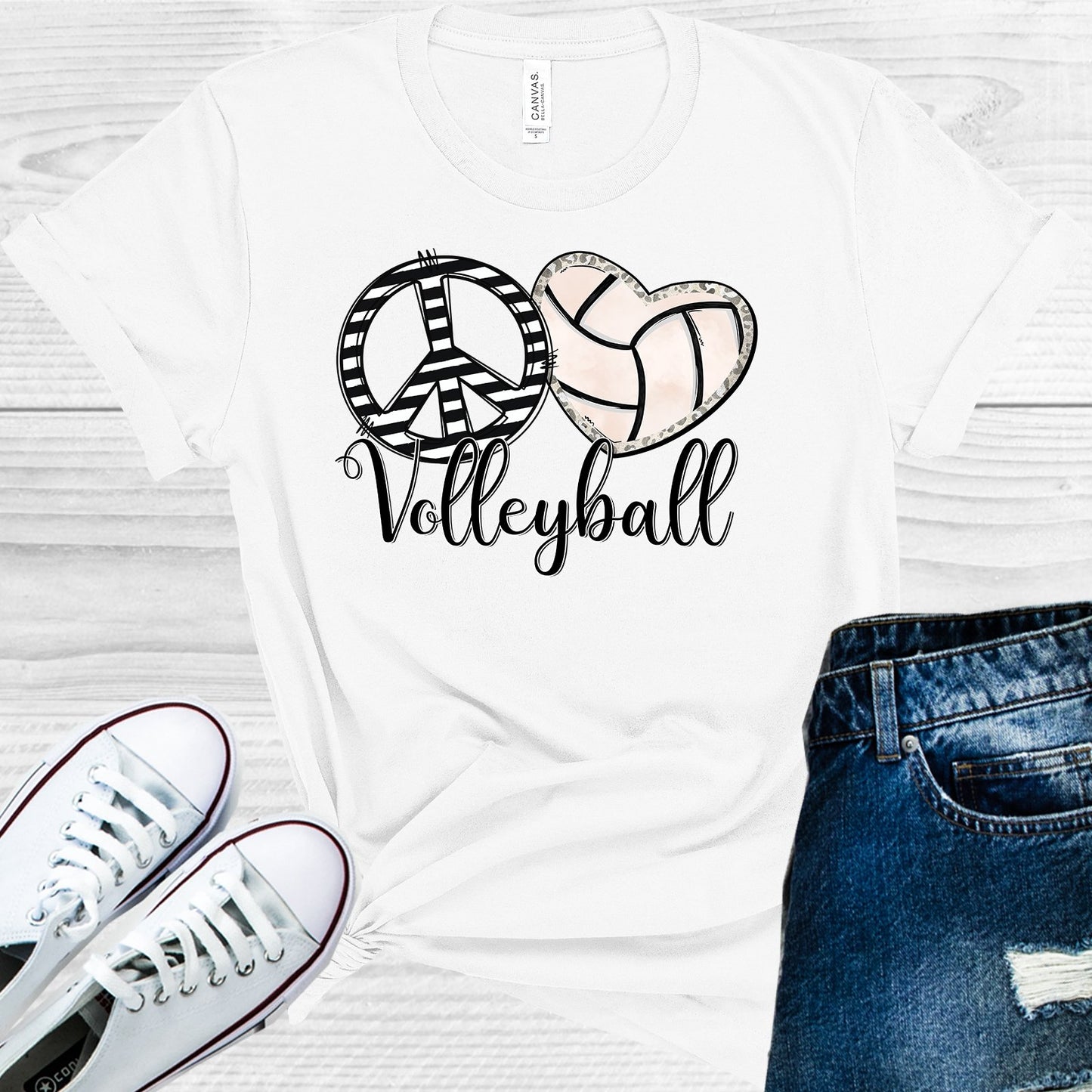 Peace Love Volleyball Graphic Tee Graphic Tee