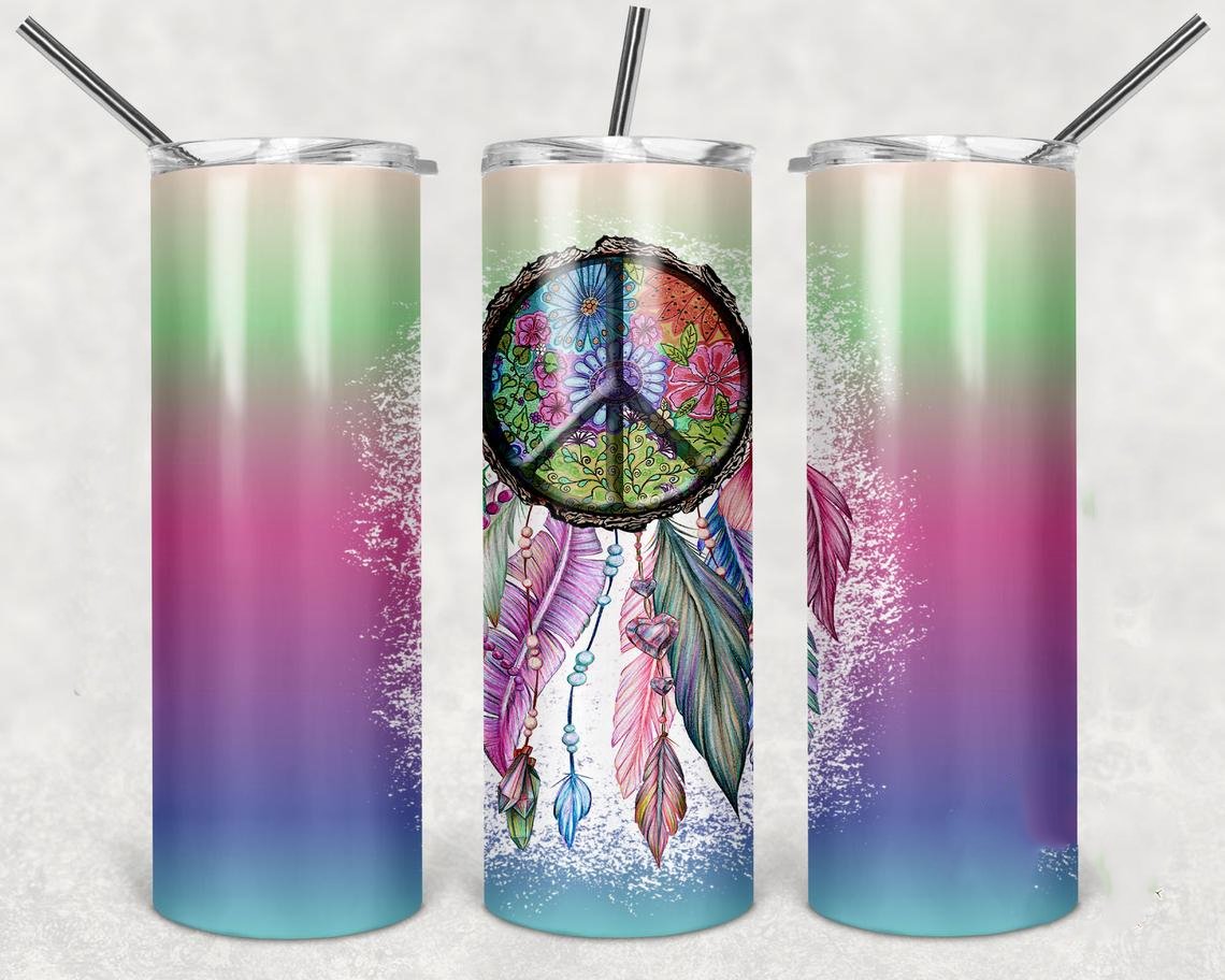 Peace Sign Dreamcatcher 20 Oz Skinny Tumbler