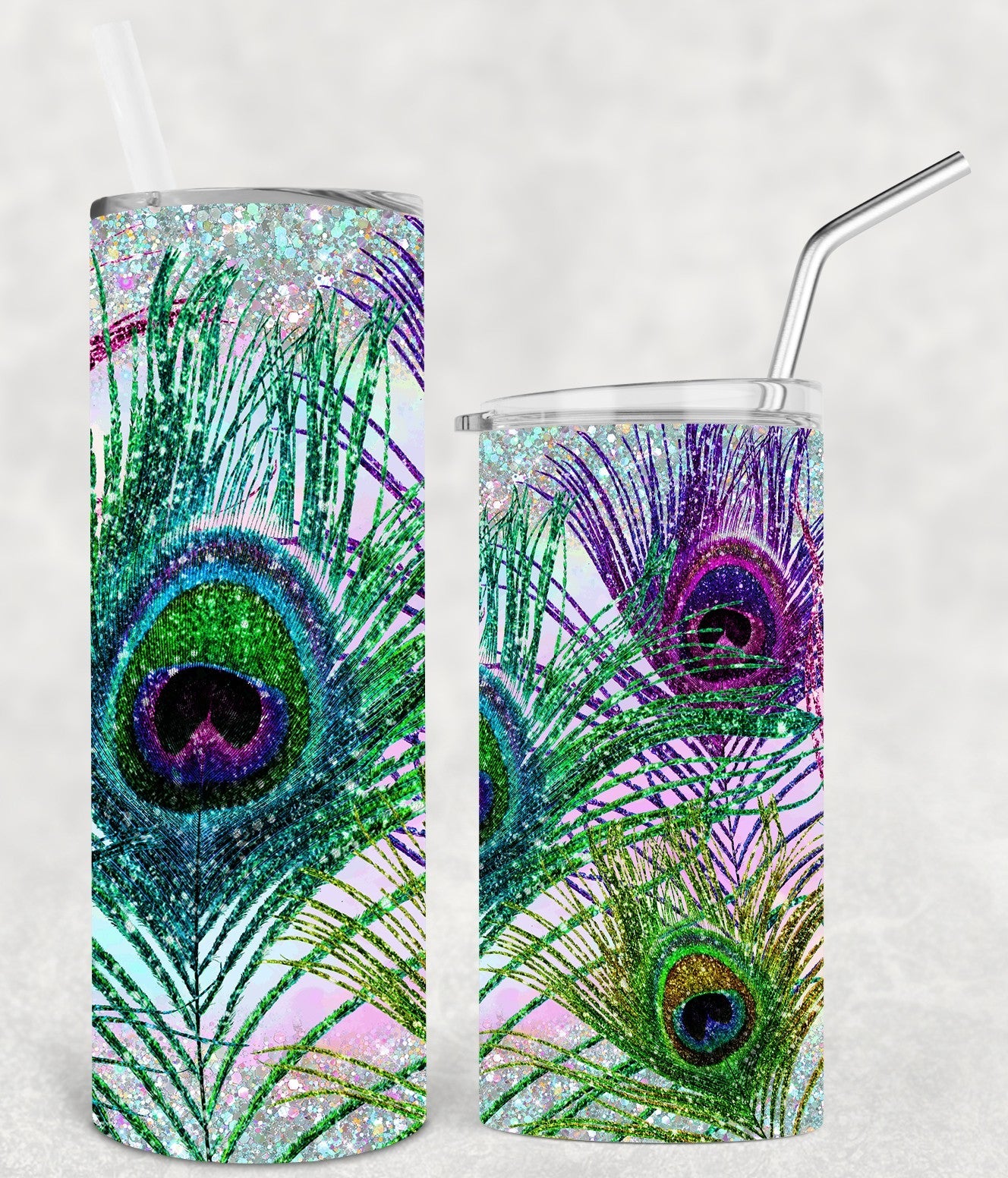 Peacock Feathers 20 Oz Skinny Tumbler