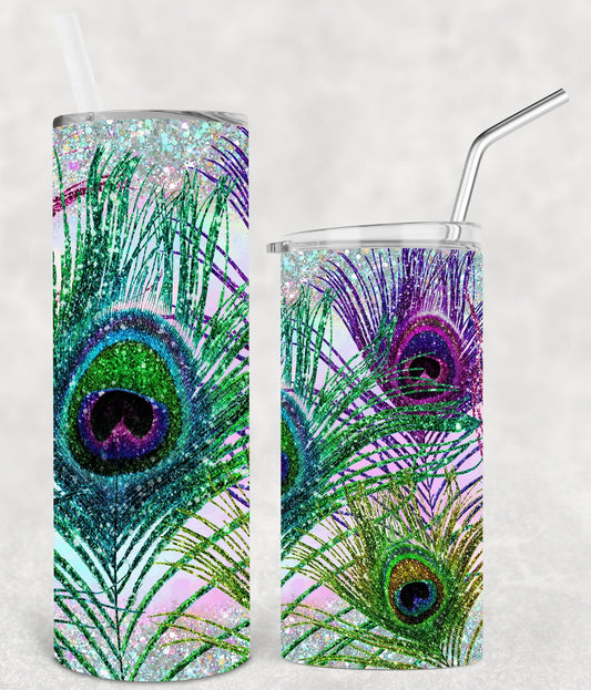 Peacock Feathers 20 Oz Skinny Tumbler