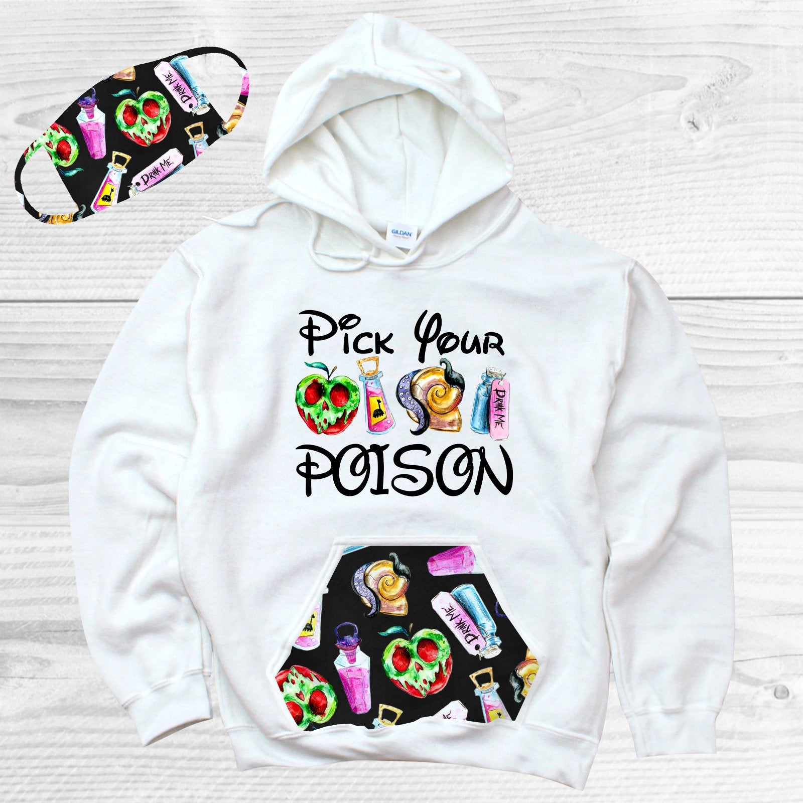 Pick Your Poison Pattern Pocket Hoodie Graphic Tee