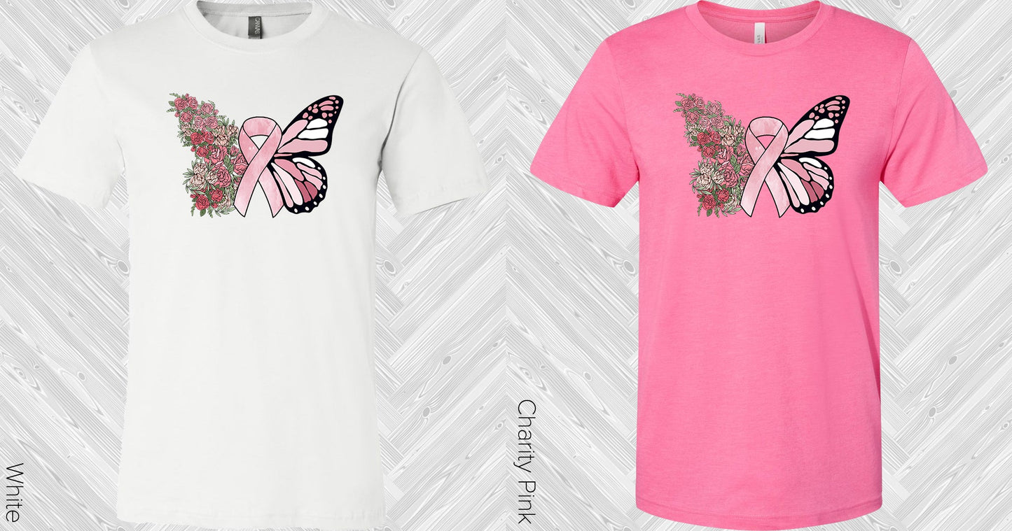 Pink Butterfly Ribbon Graphic Tee Graphic Tee