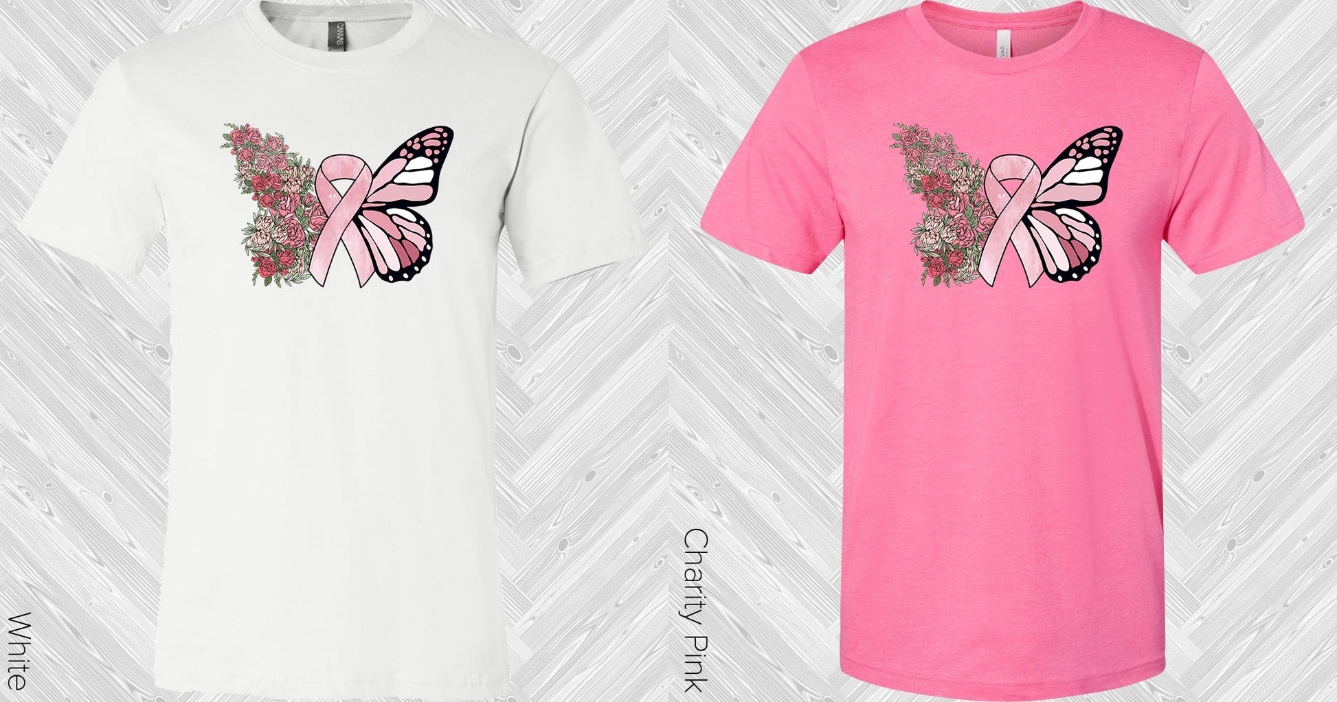 Pink Butterfly Ribbon Graphic Tee Graphic Tee