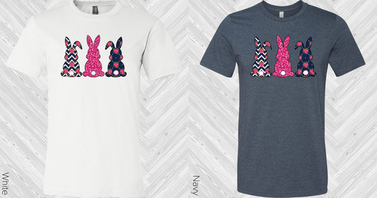 Pink Navy Floral Bunnies Graphic Tee Graphic Tee
