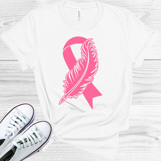 Pink Ribbon Feather Graphic Tee Graphic Tee